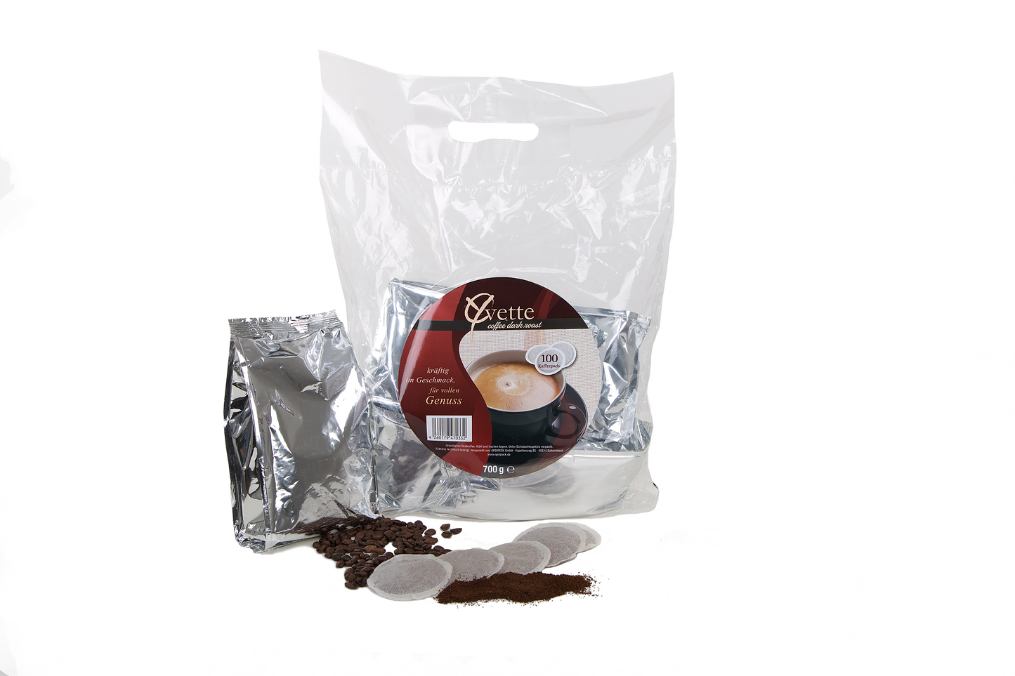 Yvette Kaffeepads Vorratspack Maxipack 100 Stück – 4x 25 Pads (Kaffee, kräftig mit starkem Geschmack), geeignet für Senseo Maschinen