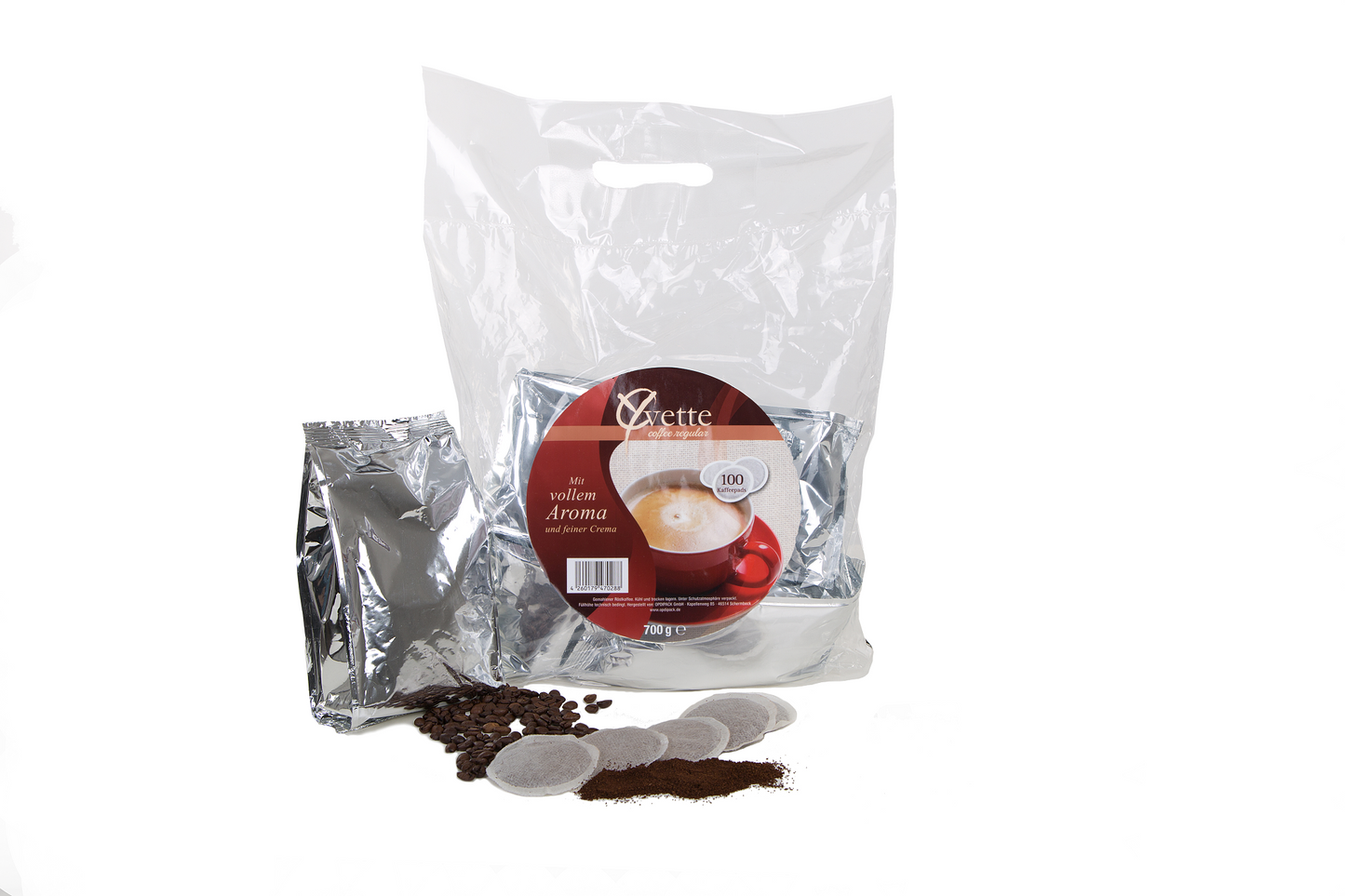 Yvette Kaffeepads Vorratspack Maxipack 100 Stück – 4x 25 Pads (Kaffee, crema mit vollem Geschmack), geeignet für Senseo Maschinen