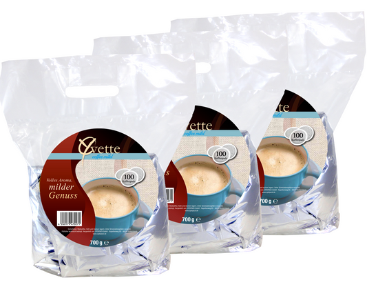 Yvette Kaffeepads Vorratspack Maxipack 300 Stück – 3x 100 Pads (Kaffee, sanft mit mildem Geschmack), geeignet für Senseo Maschinen