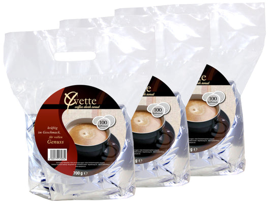 Yvette Kaffeepads Vorratspack Maxipack 300 Stück – 12x 25 Pads (Kaffee, kräftig mit starkem Geschmack), geeignet für Senseo Maschinen