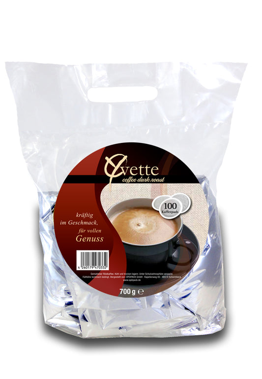 Yvette Kaffeepads Vorratspack Maxipack 100 Stück – 4x 25 Pads (Kaffee, kräftig mit starkem Geschmack), geeignet für Senseo Maschinen