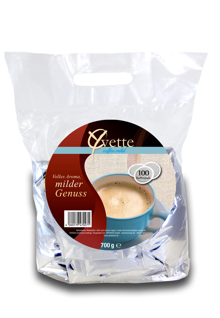 Yvette Kaffeepads Vorratspack Maxipack 100 Stück – 4x 25 Pads (Kaffee, sanft mit mildem Geschmack), geeignet für Senseo Maschinen
