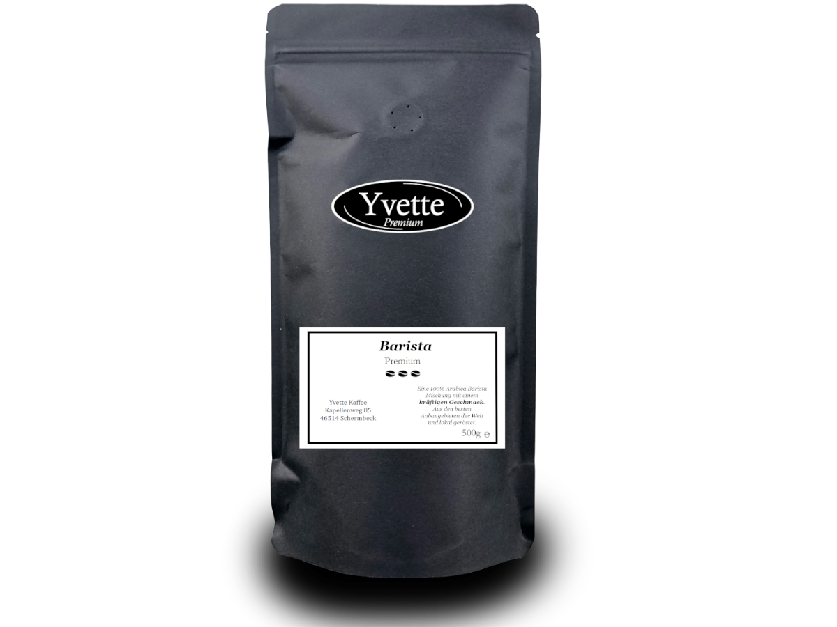 Schwarze Verpackung mit Ventil für Kaffee Bohnen der Sorte Barista