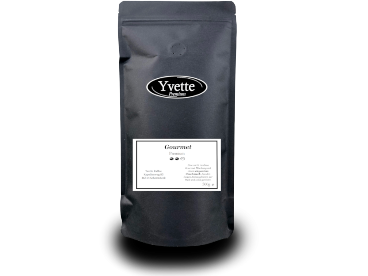 Schwarze Verpackung mit Ventil für Kaffee Bohnen der Sorte Gourmet